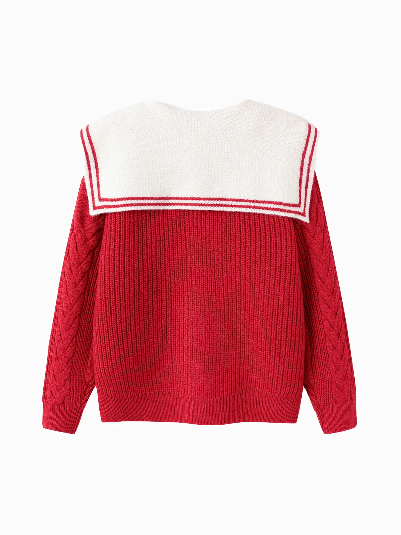 Balabala children's clothing girls sweater sweater 2024 winter new red knitted color collision warm cardigan - Image 4