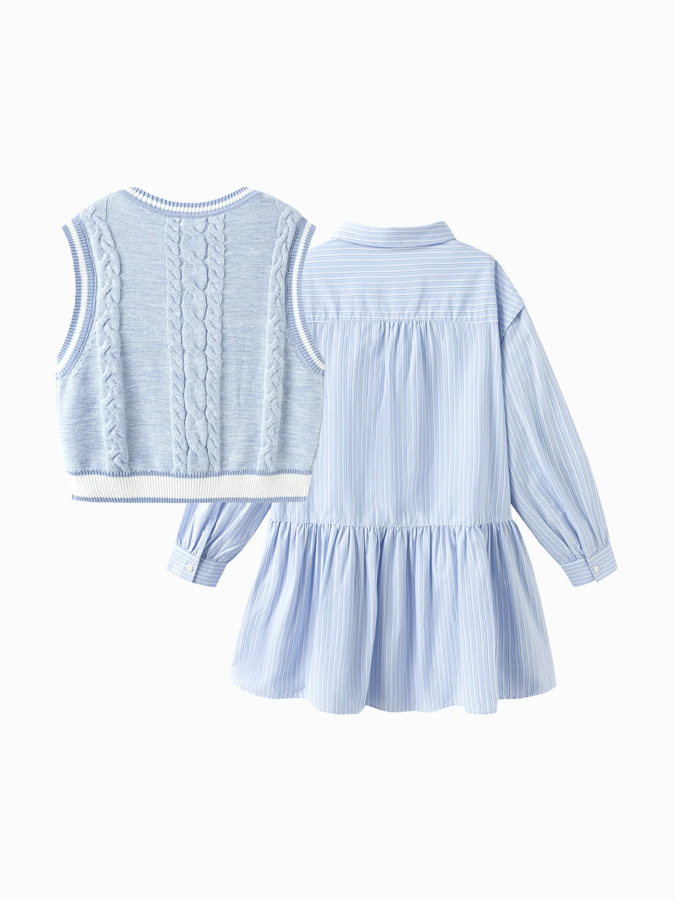 balabala Girls Casual Sweater Vest Two-piece Set Dress - Image 3