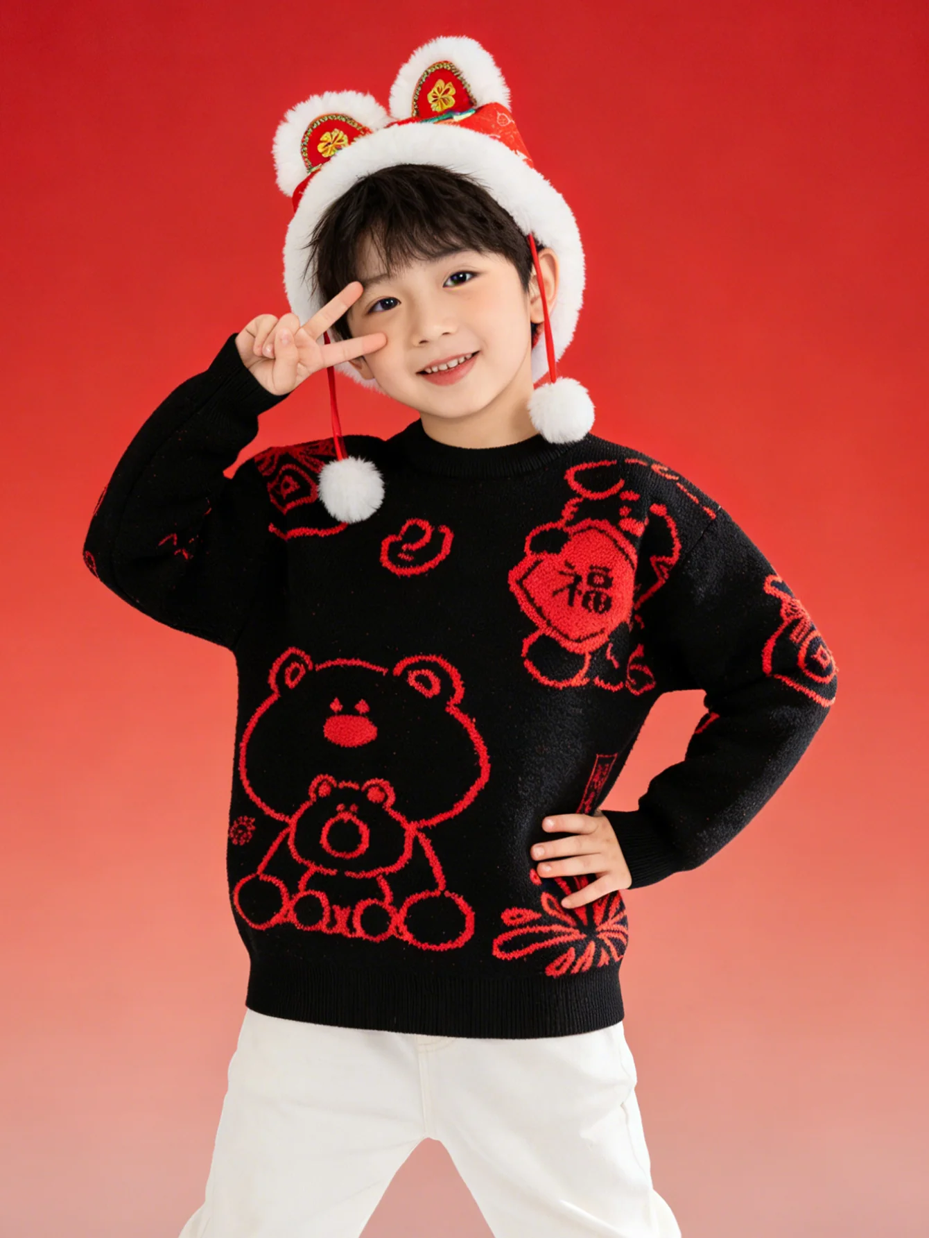 Balabala children's clothing in high neck sweater fall and winter 2024 new boys and girls knit sweater - Image 9