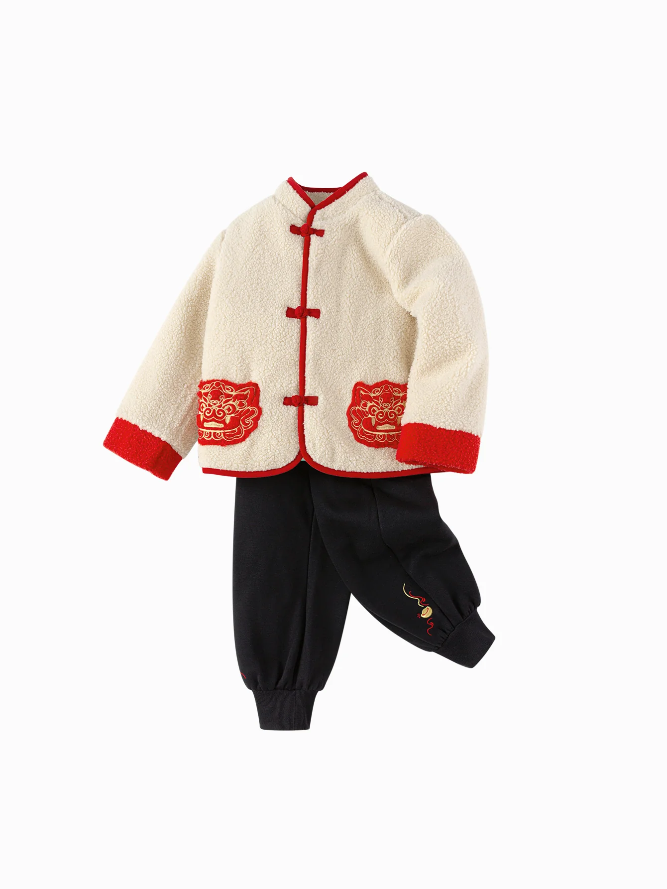 Balabala Children Clothes Suit Boys And Girls Long Sleeve Autumn And Winter 2025 New Baby Fleece New Year's Greeting Outfit - Image 4