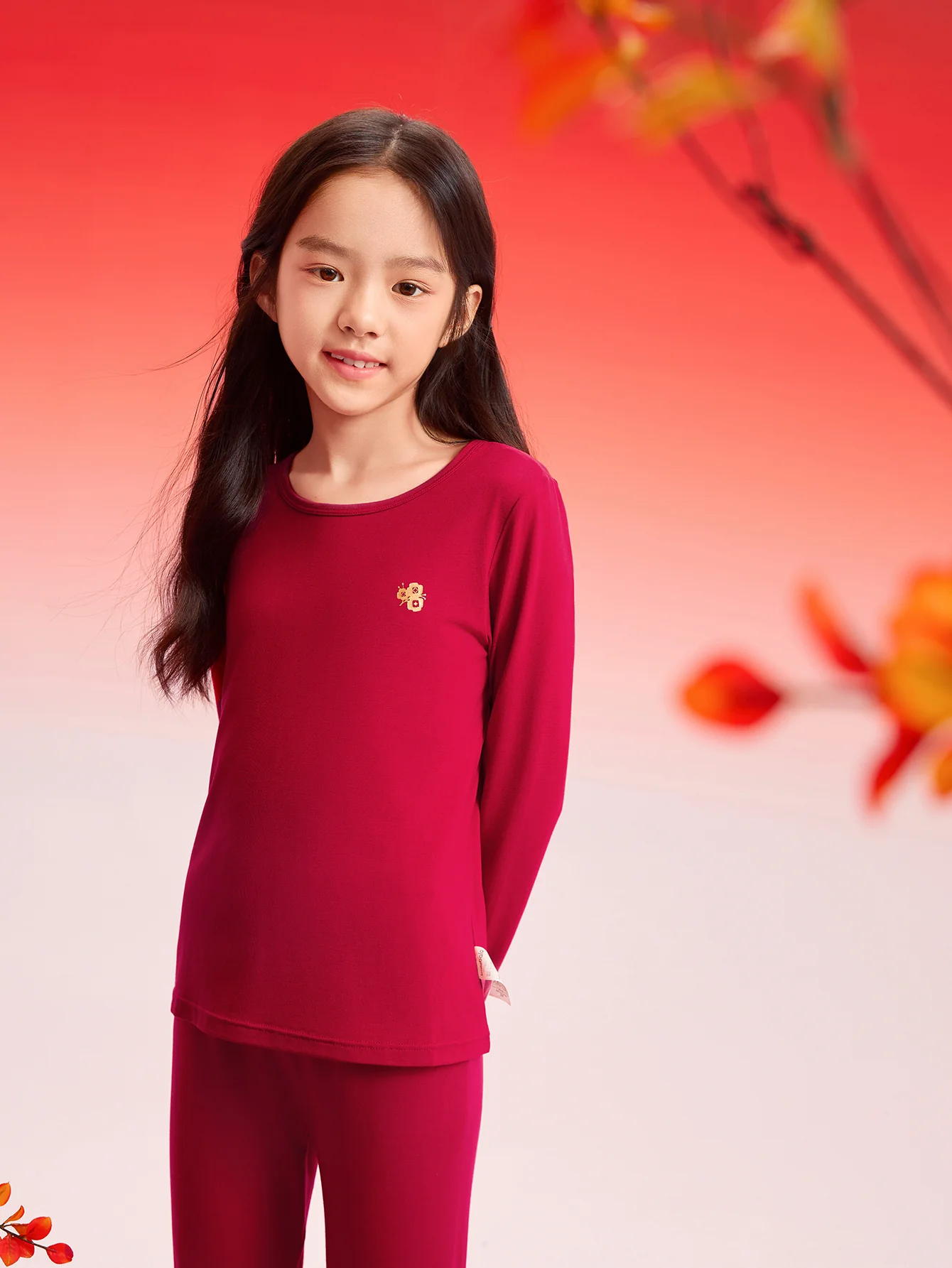 Balabala Children Thermal Underwear Suit Year of the Snake New Boy And Girl Autumn Heated Top And Pants Animal Year Red Pajamas