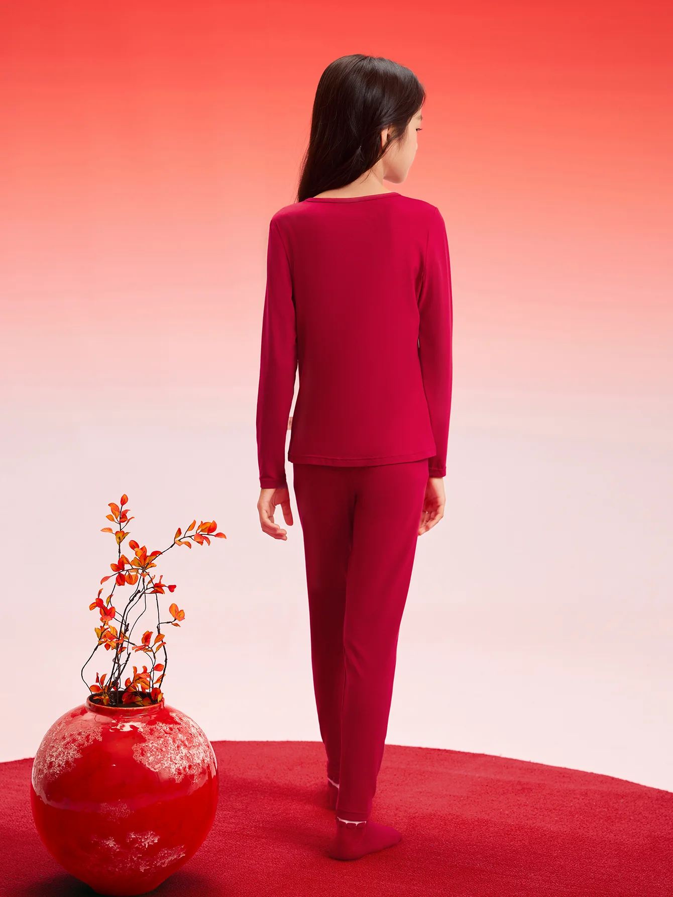 Balabala Children Thermal Underwear Suit Year of the Snake New Boy And Girl Autumn Heated Top And Pants Animal Year Red Pajamas - Image 2