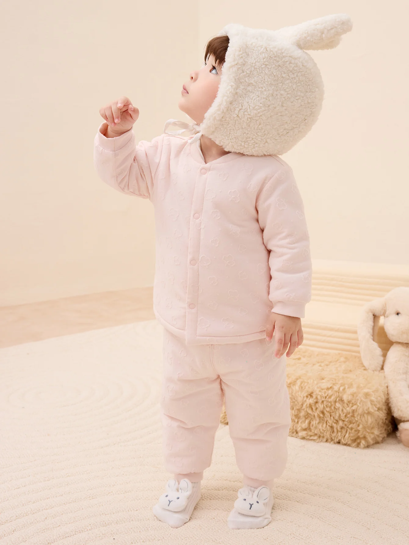 Unisex Baby Floral Striped Jacquard Lining Suit - Image 14