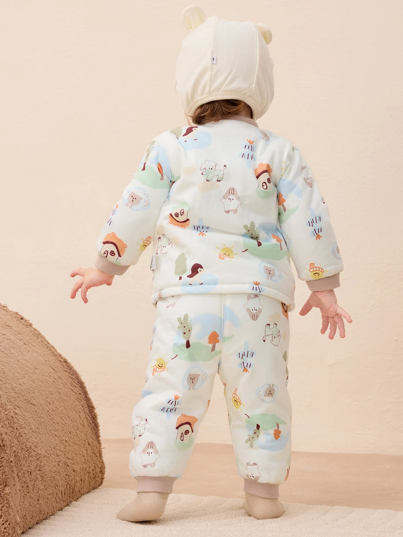 Unisex Baby Floral Striped Jacquard Lining Suit - Image 3