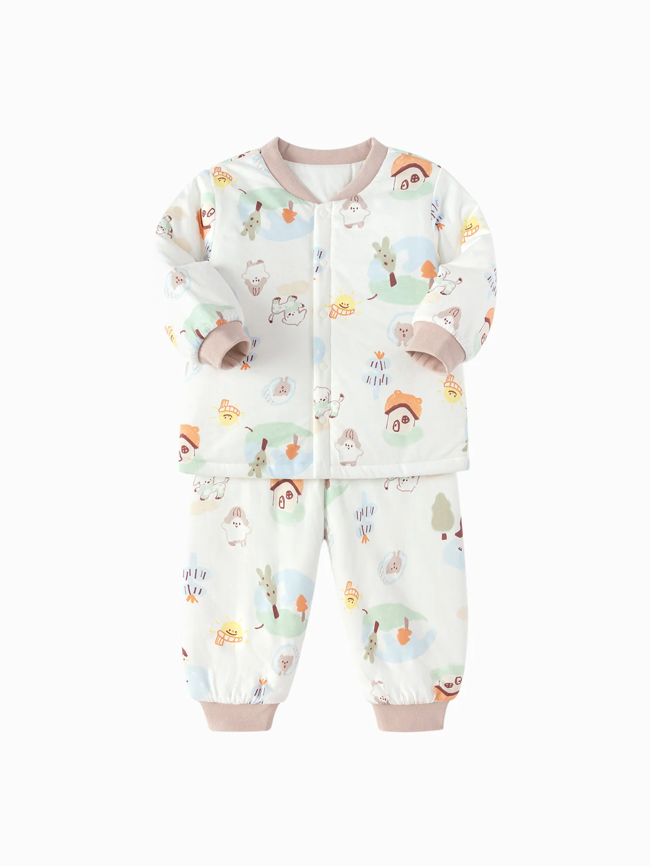 Unisex Baby Floral Striped Jacquard Lining Suit - Image 4