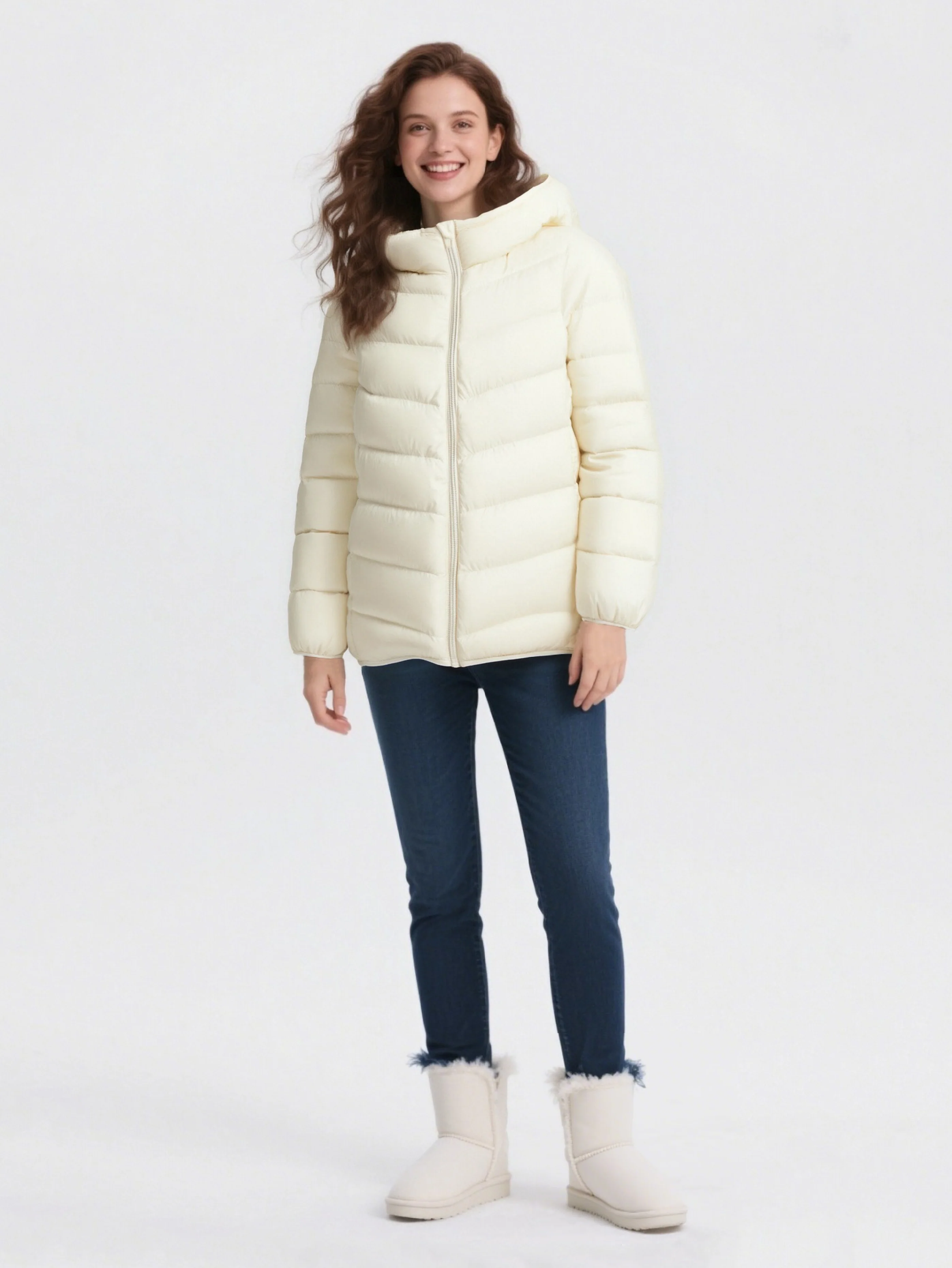 Unisex Family wear Cream White Down Jacket - Image 3