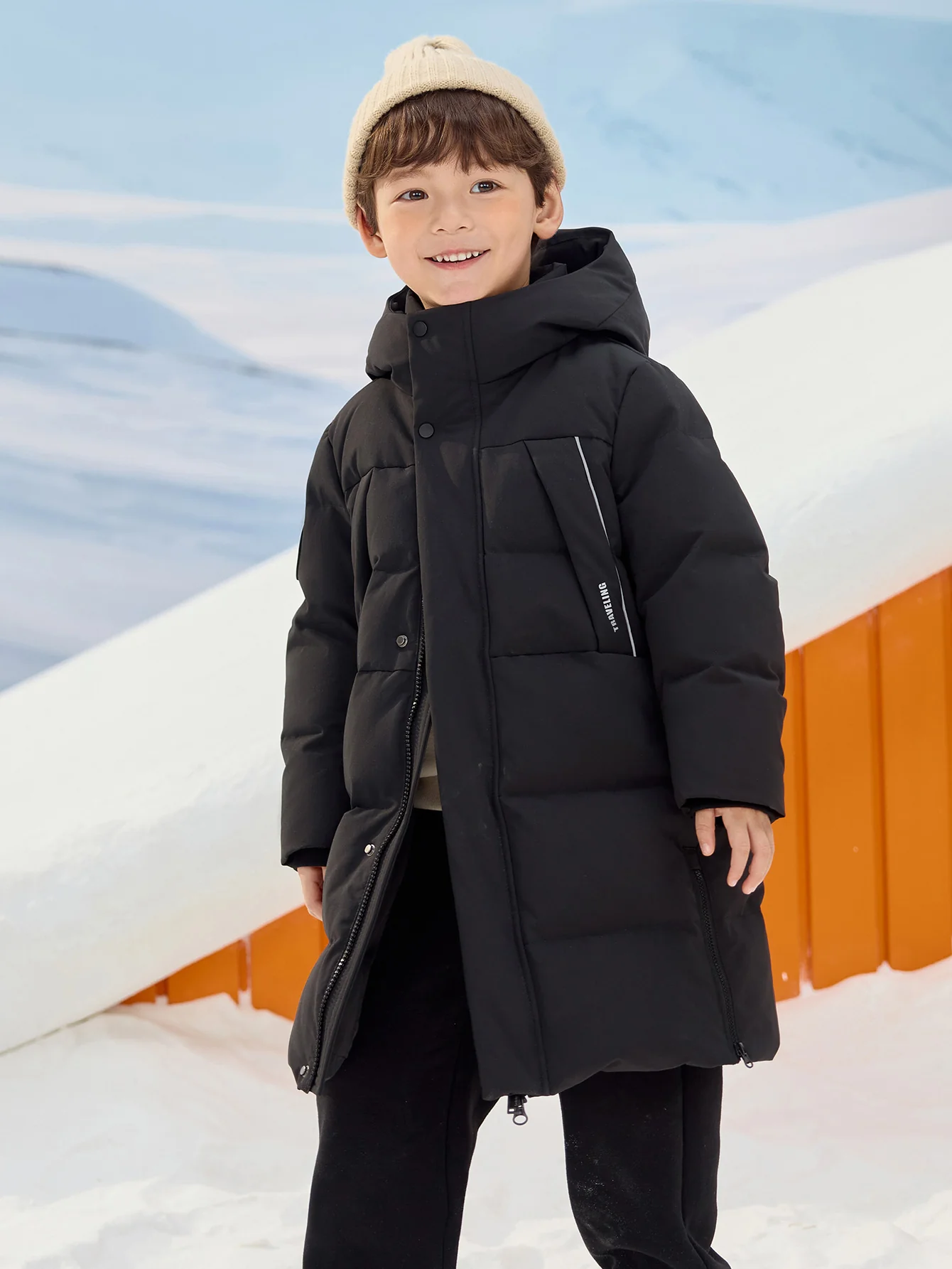 Unisex Parent-Child Reflective Patch Letter Print Down Jacket - Image 32