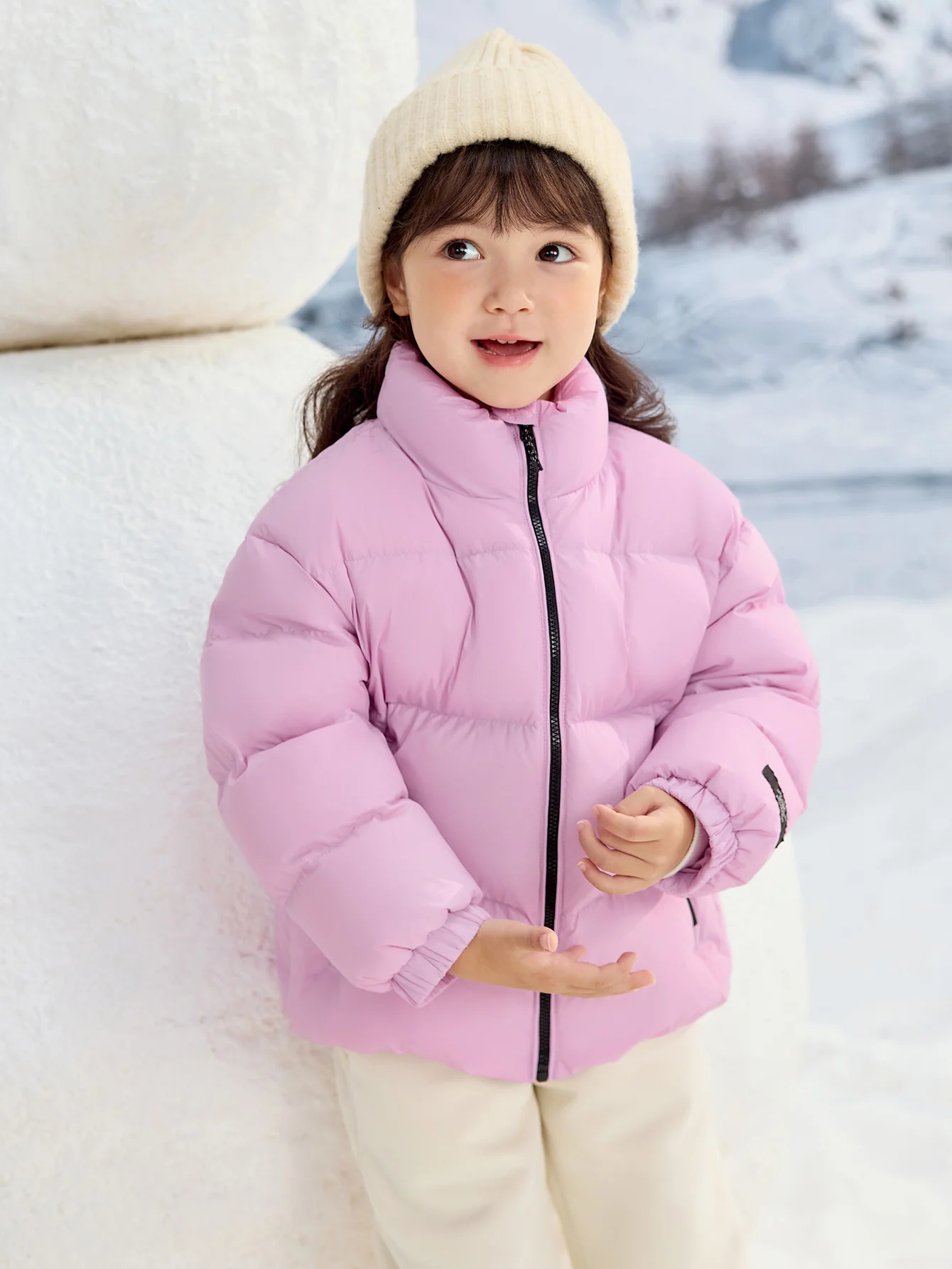 Unisex Parent-Child Stand-Up Collar Contrast Color Down Jacket - Image 13