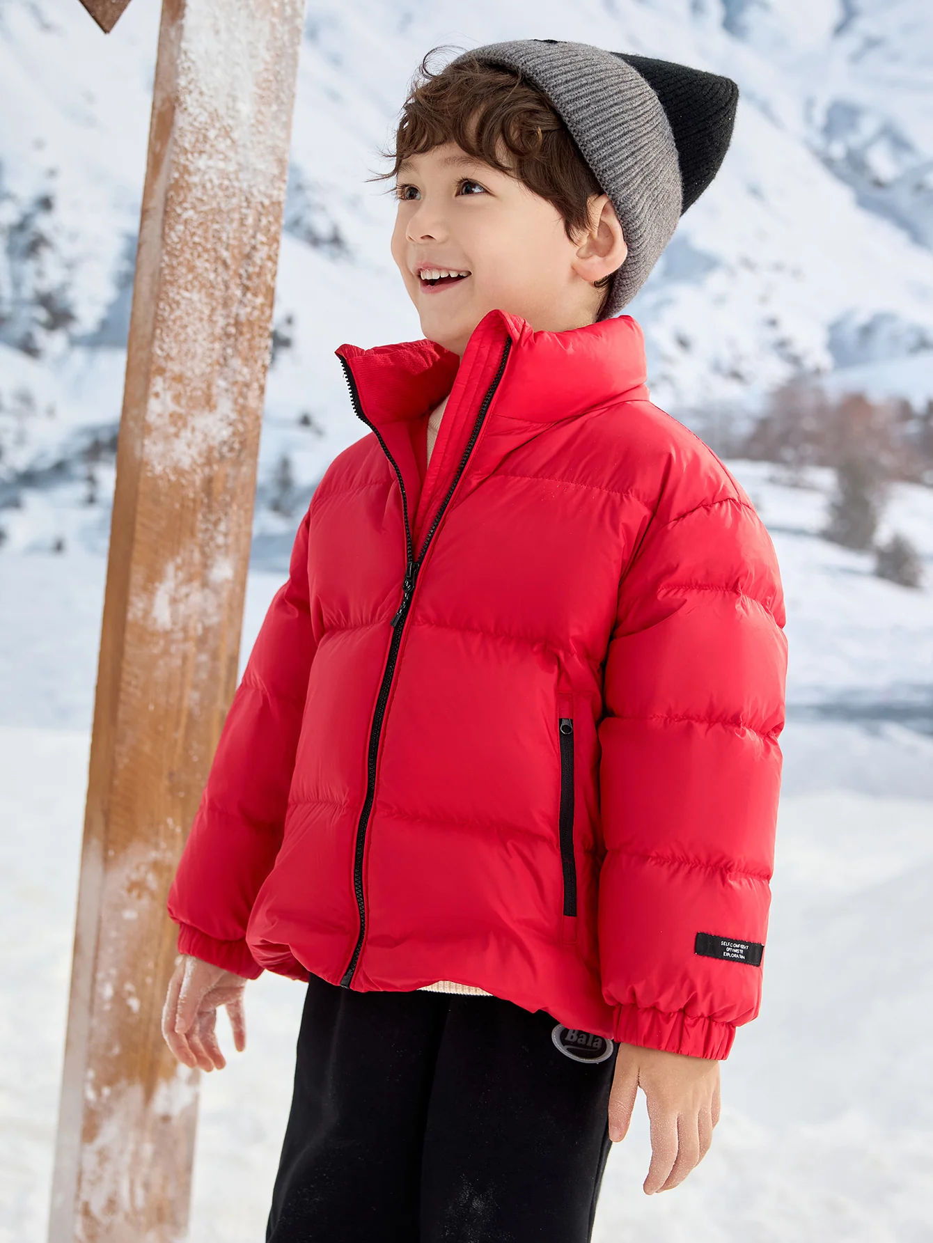 Unisex Parent-Child Stand-Up Collar Contrast Color Down Jacket - Image 20