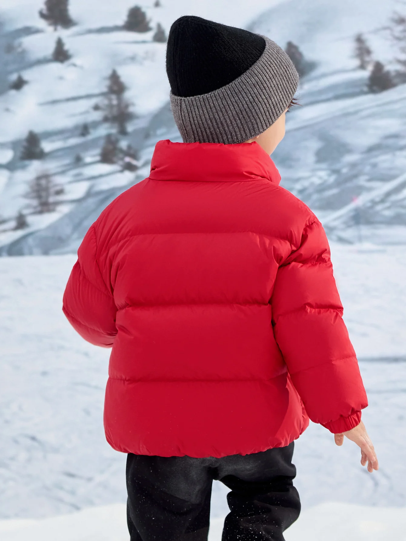 Unisex Parent-Child Stand-Up Collar Contrast Color Down Jacket - Image 21