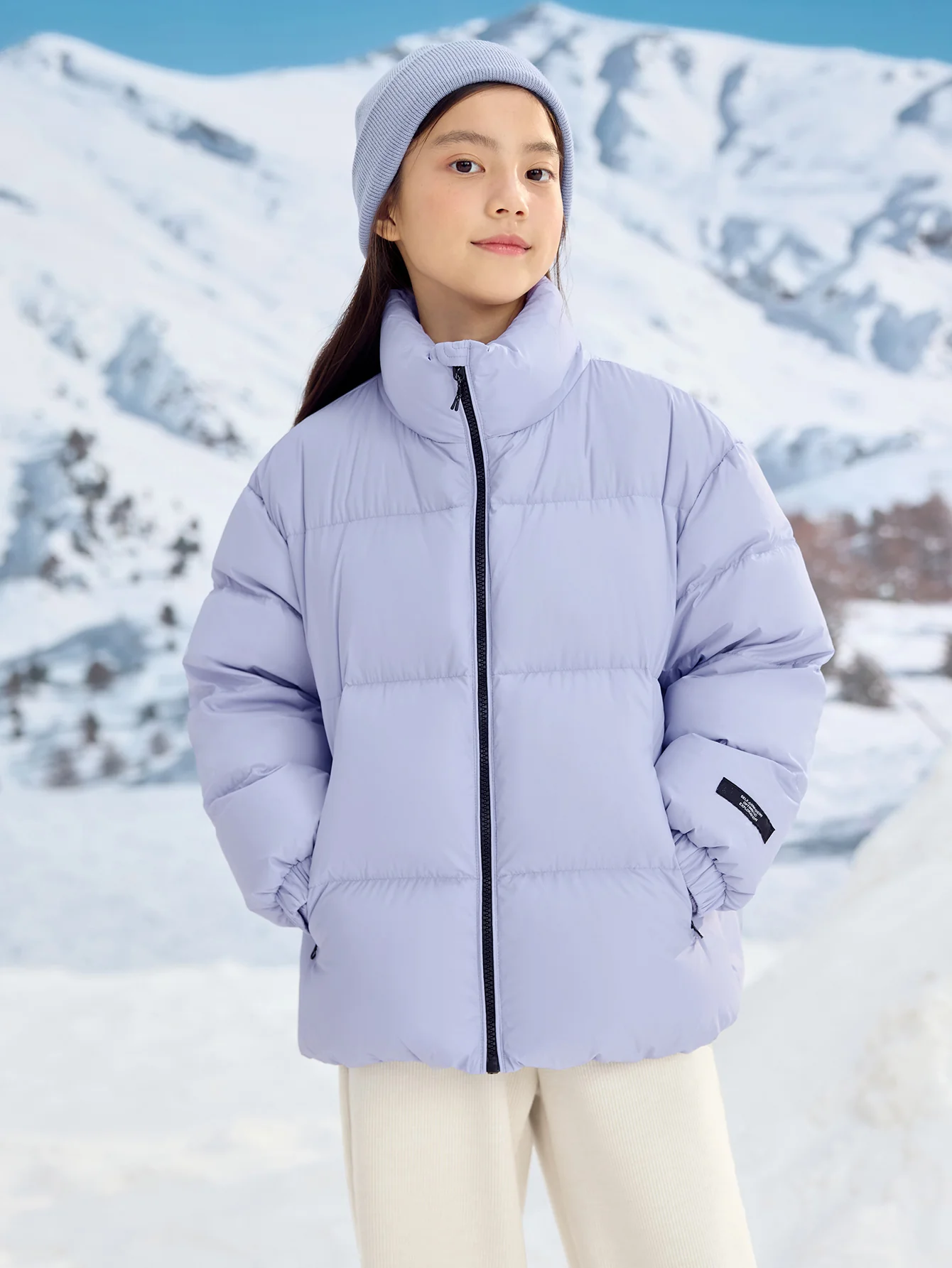 Unisex Parent-Child Stand-Up Collar Contrast Color Down Jacket - Image 25