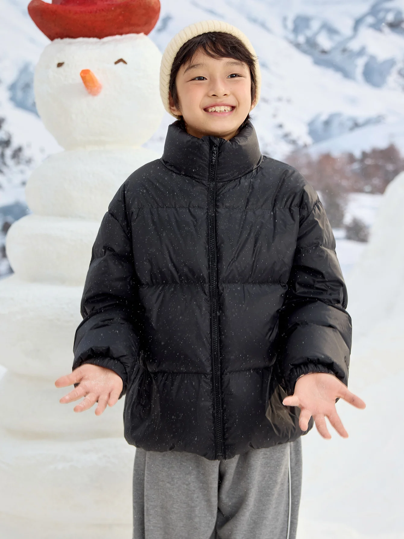 Unisex Parent-Child Stand-Up Collar Contrast Color Down Jacket - Image 31
