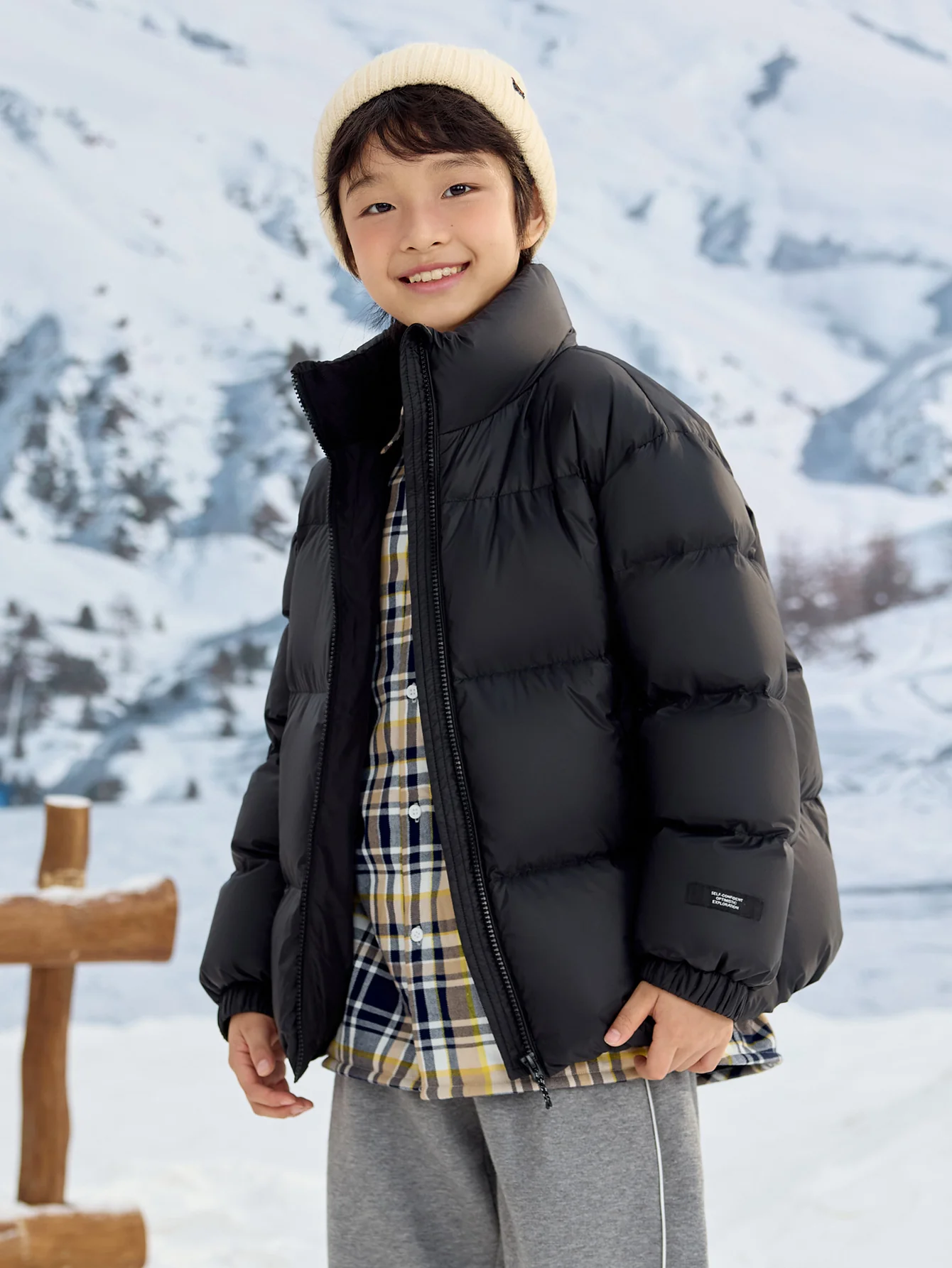 Unisex Parent-Child Stand-Up Collar Contrast Color Down Jacket - Image 32