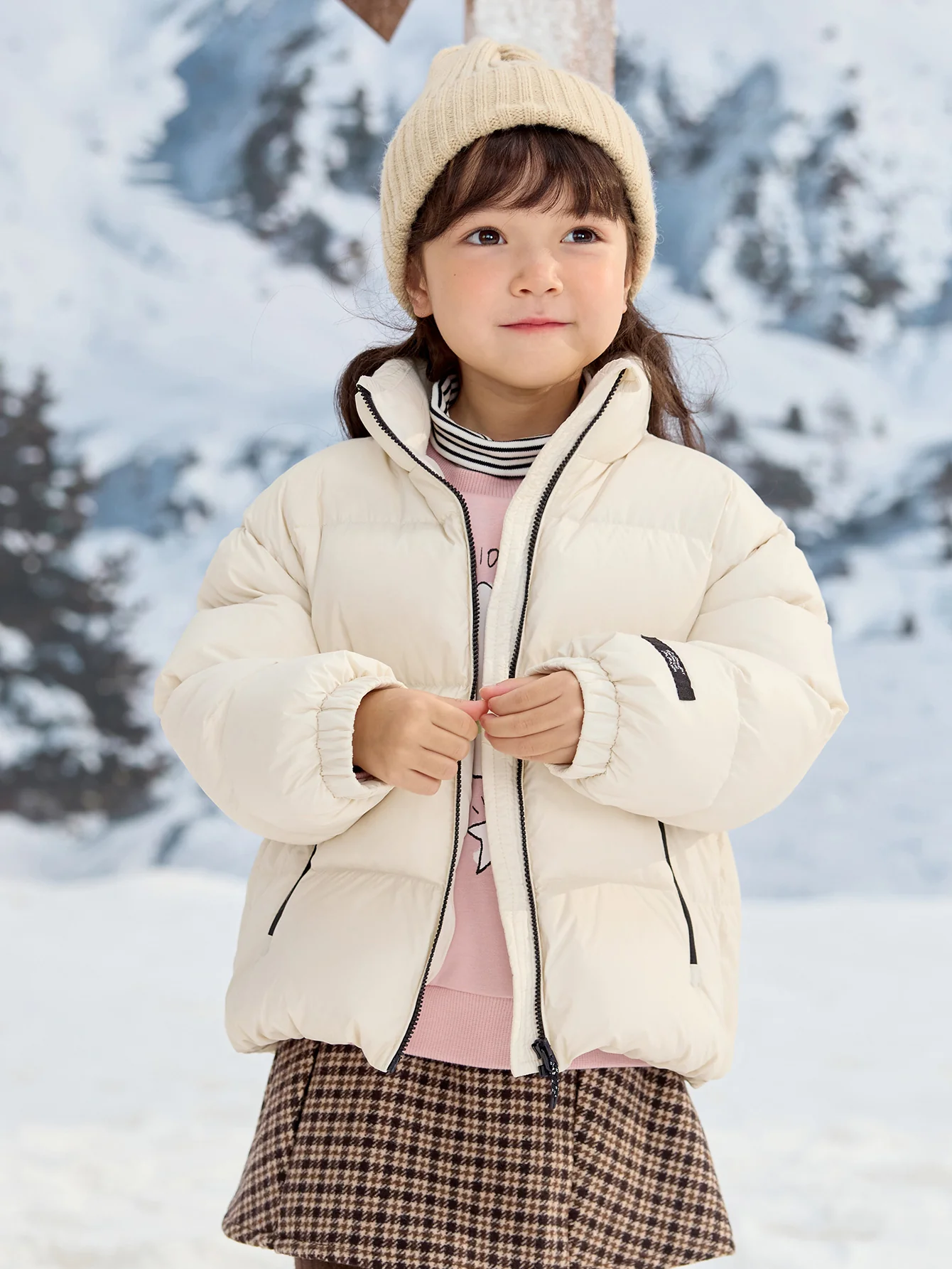 Unisex Parent-Child Stand-Up Collar Contrast Color Down Jacket - Image 7