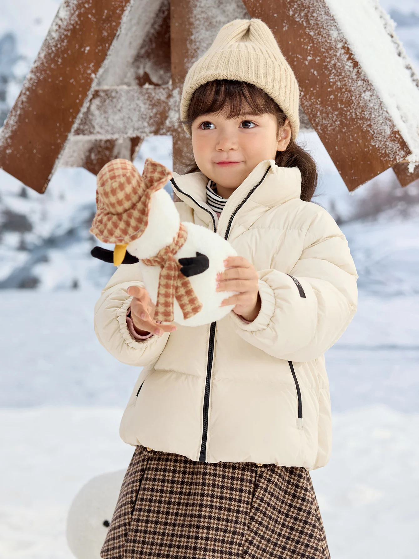 Unisex Parent-Child Stand-Up Collar Contrast Color Down Jacket - Image 8