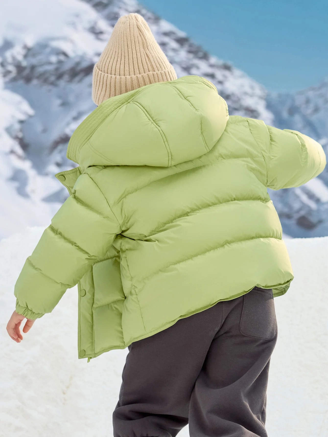 Unisex Toddler And Kid Hooded Color-Block Down Jacket - Image 3
