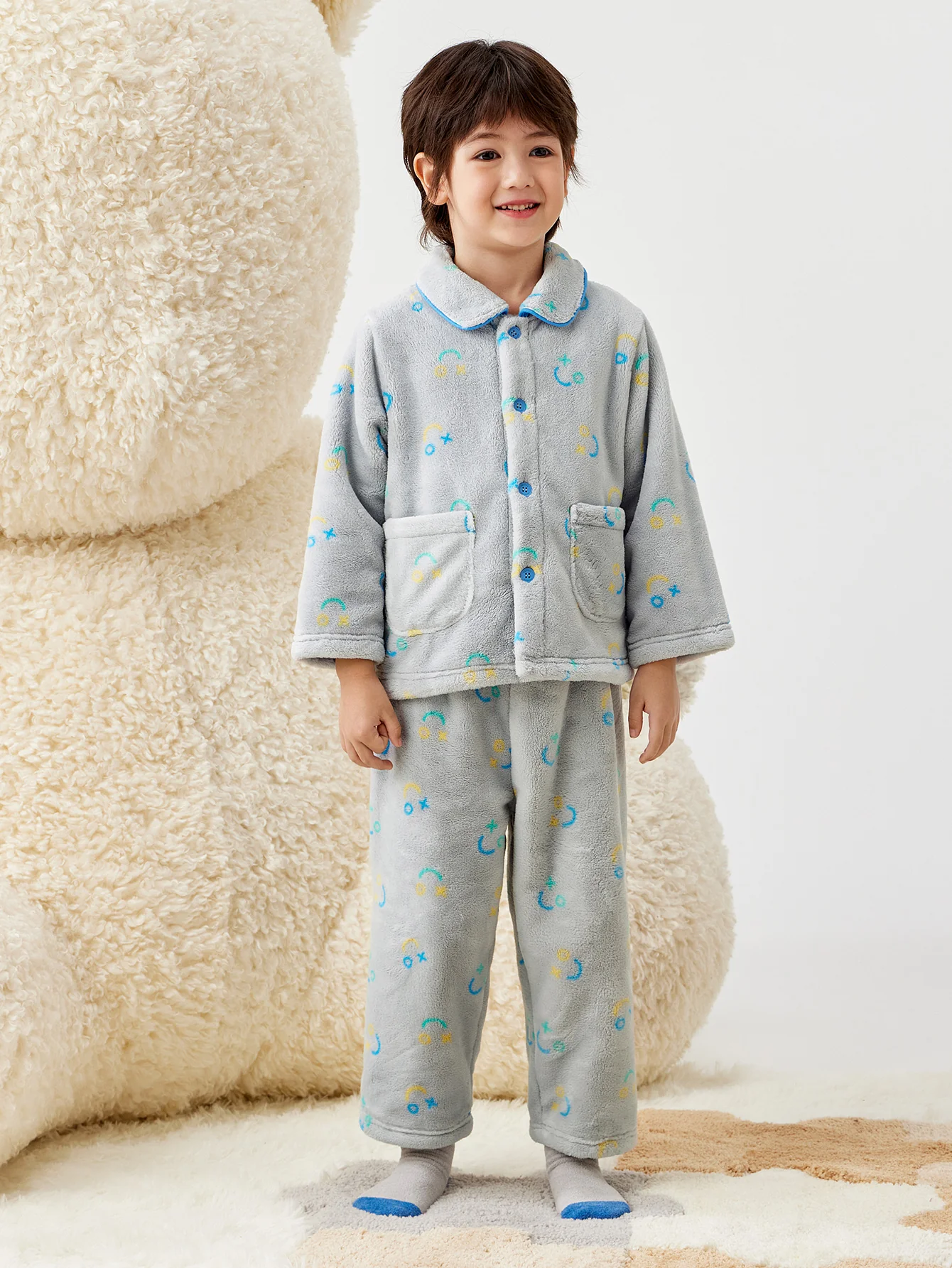 Unisex Toddler And Kid Lapel Contrast Star Pattern Home - Image 7