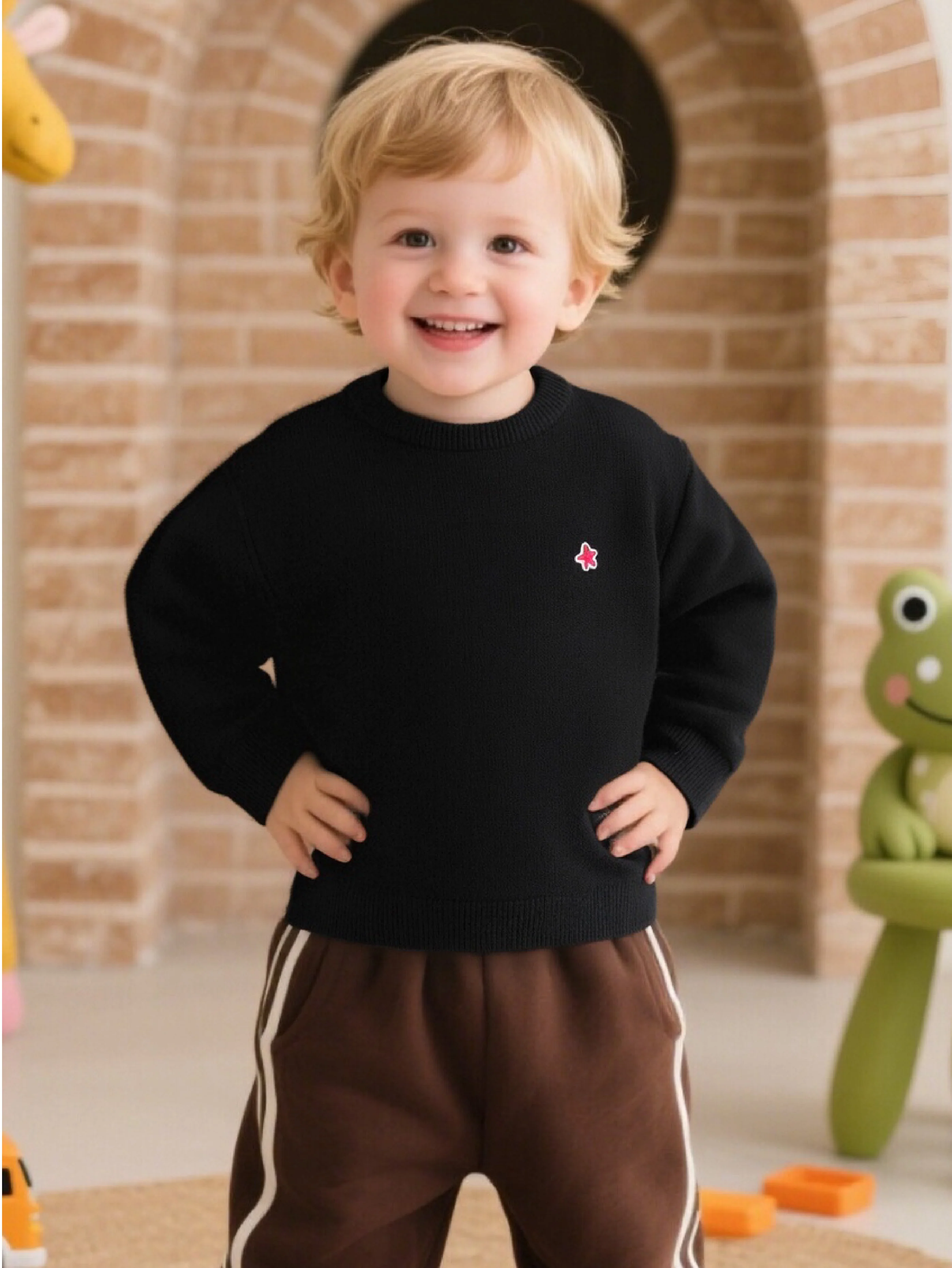 Unisex Toddler And Kid Multi-Color Star Embroidered Sweater - Image 11